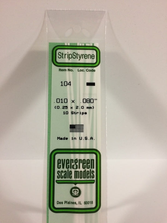 Evergreen Styrene Strip .010"x.080"