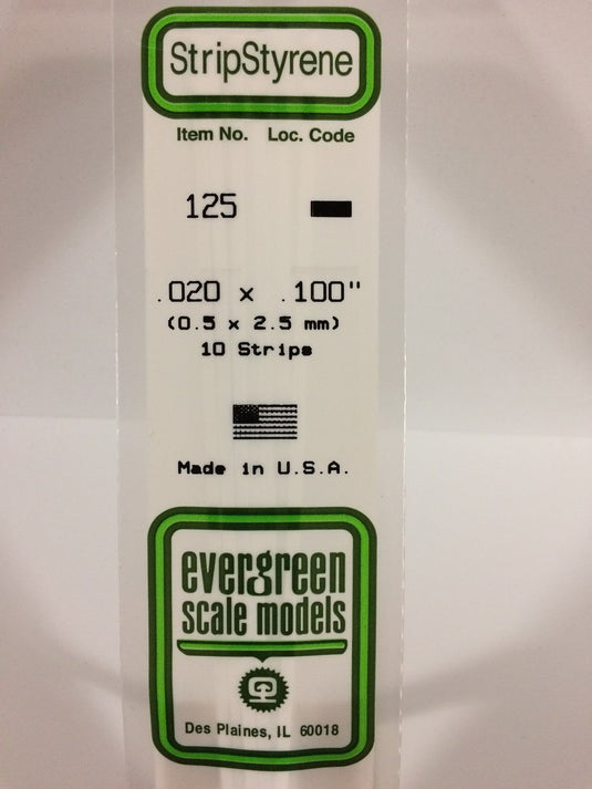 Evergreen Styrene Strip .020"x.100"