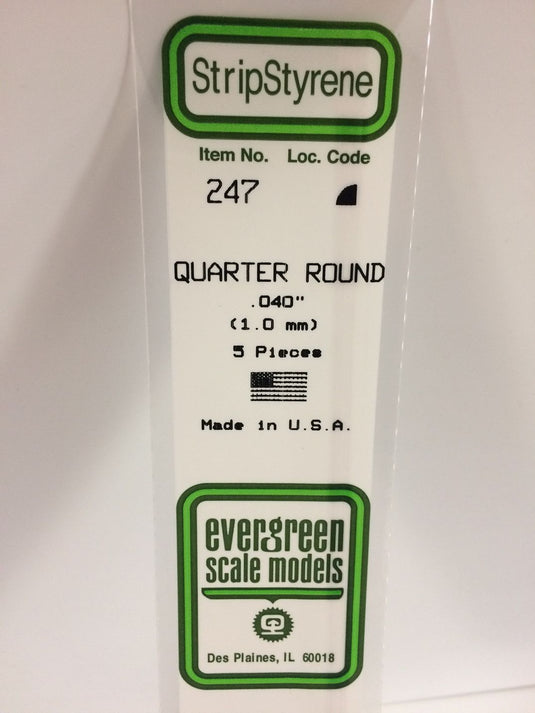 Evergreen Quart-de-rond de styrène – .040″ (269-247)