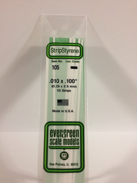 Evergreen Bande de styrène – .010″, .100″ (269-105)