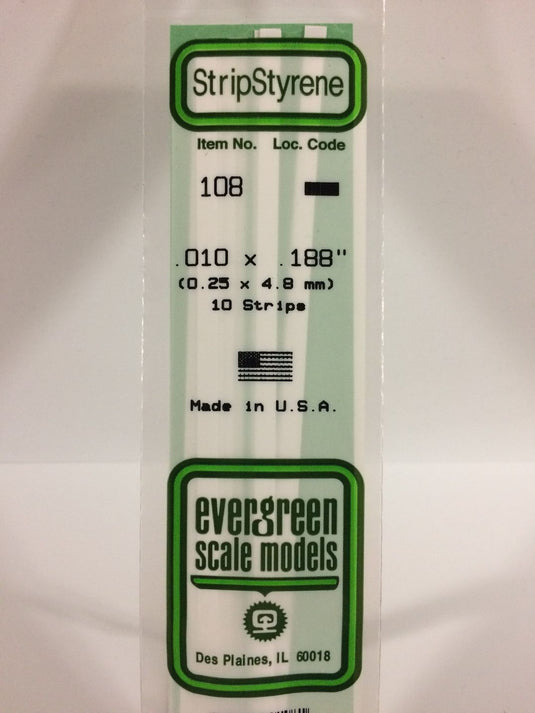 Evergreen Styrene Strip .010"x.188"