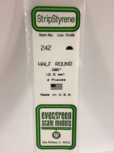 Evergreen Styrene Half Round .080