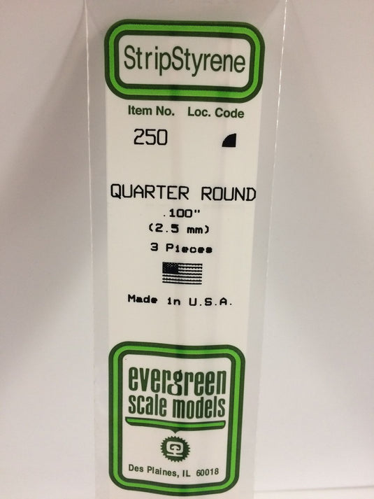 Evergreen Quart-de-rond de styrène – .100″ (269-250)