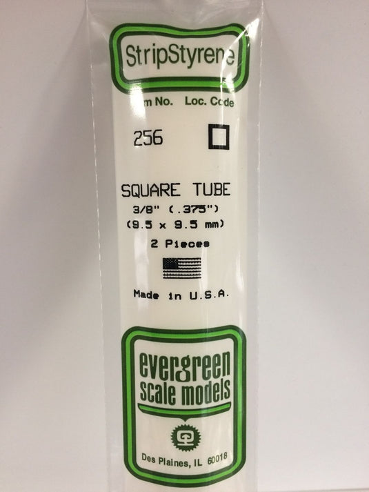 Evergreen Tube carré de styrène – 3/8″ (.375″) (269-256)
