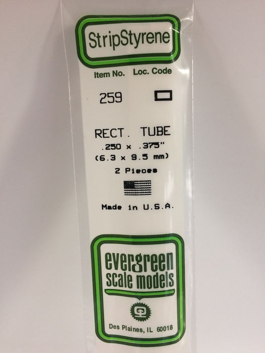 Evergreen Tube rectangulaire de styrène – .250″ × .375″ (269-259)