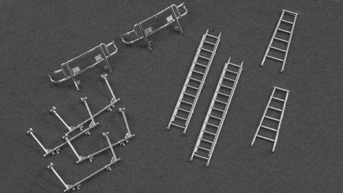River Point Ladder Set Satin Plated - 2 Each: 6' Step Ladder Extension Ladder; Front & Rear Rack Front Brush Guard