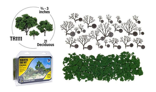 Woodland Scenics Realistic Trees Kits - Green Deciduous - Medium Green - 3/4 to 3