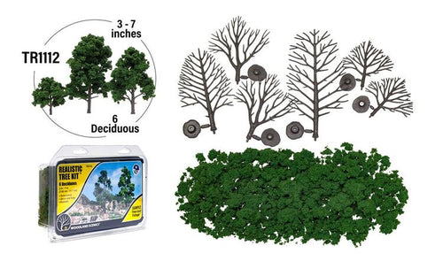 Woodland Scenics Realistic Trees Kits - Green Deciduous - Medium Green - 3 to 7