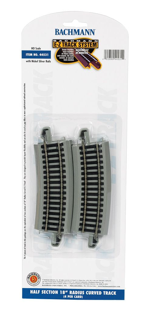 Bachmann HO E-Z Track Nickel Silver Half Section 18