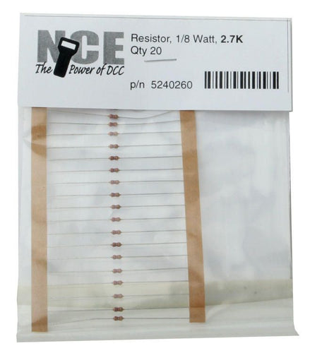 NCE 2700 Ohm Resistor - 1/8 Watt pkg(20)