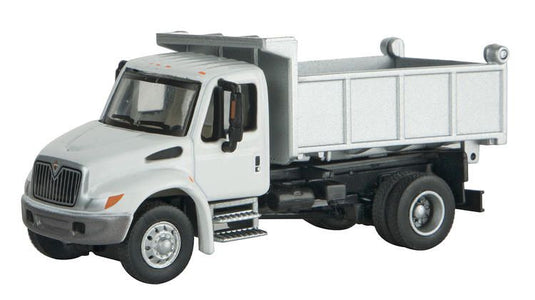 Walthers SceneMaster International 4300 Single-Axle Dump Truck - White w/Railroad Maintenance-of-Way Logo Decals