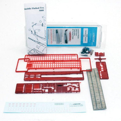 Lonestar Models HO Trailmobile 40' Flatbed Trailer - Kit - Standard Red