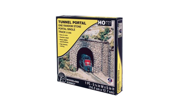 Load image into Gallery viewer, Woodland Scenics Portail de tunnel HO pierre brute voie simple
