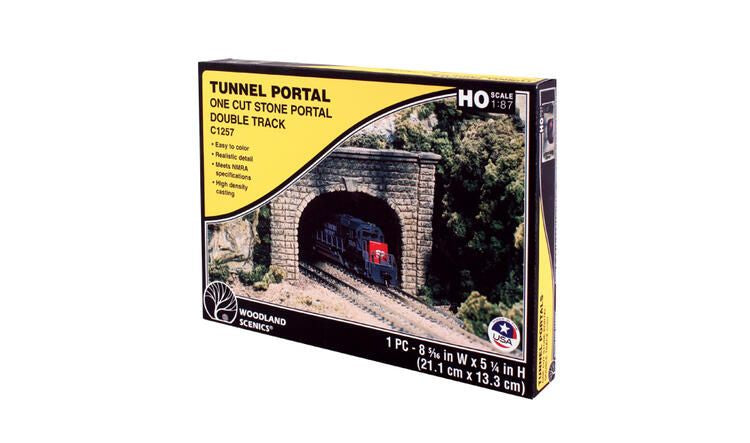 Load image into Gallery viewer, Woodland Scenics Portail de tunnel HO pierre de taille voie double
