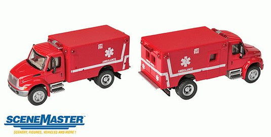 Walthers SceneMaster International4300 EMS Ambulance - Assembled -- Red