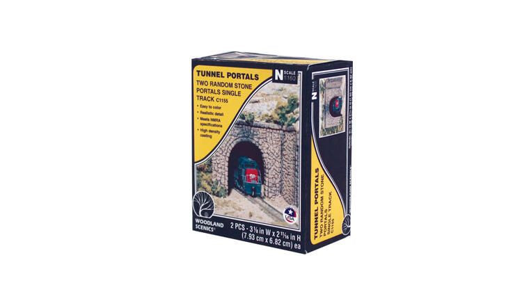 Load image into Gallery viewer, Woodland Scenics Portail de tunnel N pierre brute voie simple
