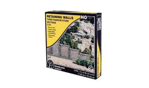 Woodland Scenics HO scale Retaining Wall Random - Stone Sections  pkg(3)