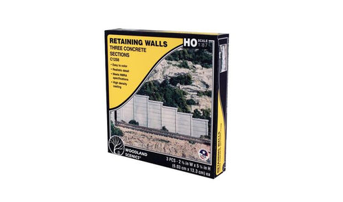 Woodland Scenics HO scale Retaining Wall - Concrete Sections pkg(3)