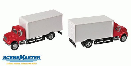 Walthers SceneMaster International 4900 Single-Axle Box Van - Red Cab White Body