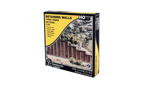 Woodland Scenics HO scale Retaining Wall - Timber Sections pkg(3)