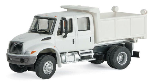 Walthers SceneMaster HO International 4300 Crew Cab Dump Truck - White w/Railroad Maintenance-of-Way Logo Decals