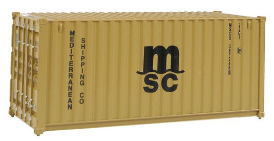Walthers SceneMaster HO conteneur 20 pi à parois ondulées – Mediterranean Shipping Co. (MSC) (949-8057)