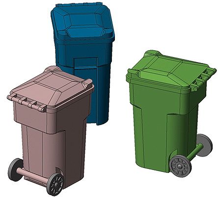 Hi-Tech Details HO 96-Gallon Wheeled Trash & Recycling Bin - Kit (blue) pkg(6)