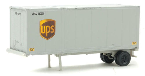 Walthers SceneMaster 28' Container with Chassis 2-Pack - United Parcel Service (Modern Shield Logo gray brown yellow)