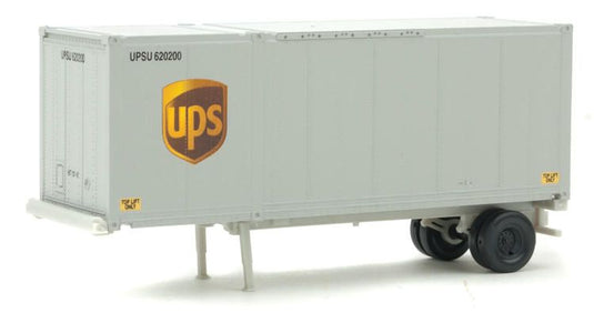 Walthers SceneMaster 28' Container with Chassis 2-Pack - United Parcel Service (Modern Shield Logo gray brown yellow)