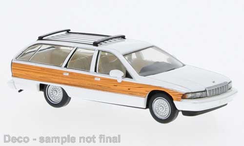 Brekina HO 1991 Chevrolet Caprice Station Wagon - White, Wood Panel