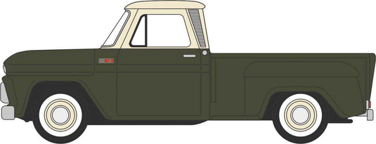 Oxford Diecast HO Chevrolet Stepside 1965 vert foncé et ivoire