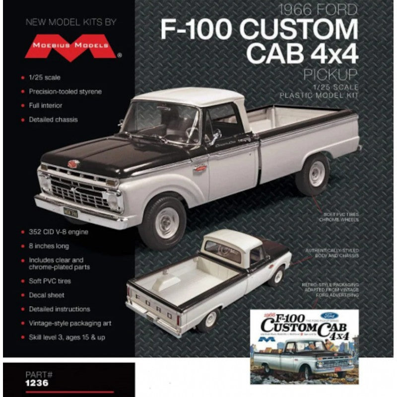 Chargez l'image dans la visionneuse de la galerie, Moebius 1/25 1966 Ford F-100 Custom Cab 4x4
