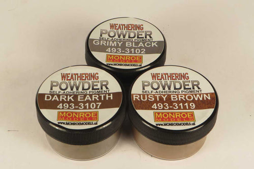 Monroe Model Grit & Grime Weathering Powder Set -- 1 Each: Grimy Black, Dark Earth, Rusty Brown