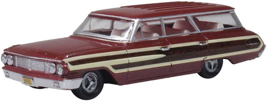 Oxford Diecast HO 1964 Ford Country Sedan Station Wagon - Vintage Burgundy, Wood Panel
