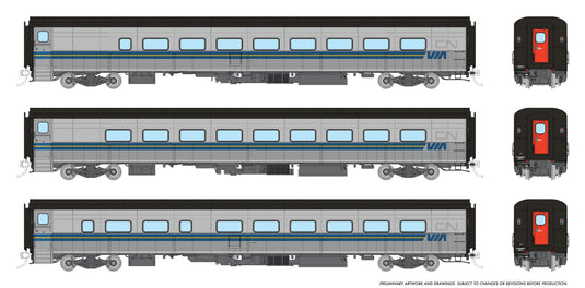 Rapido Trains HO – Train Tempo Hawker Siddeley, ensemble de 3 voitures, VIA Rail