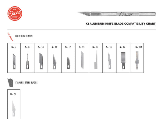 Excel K1 Round Aluminum Handle Knife - With Safety Cap