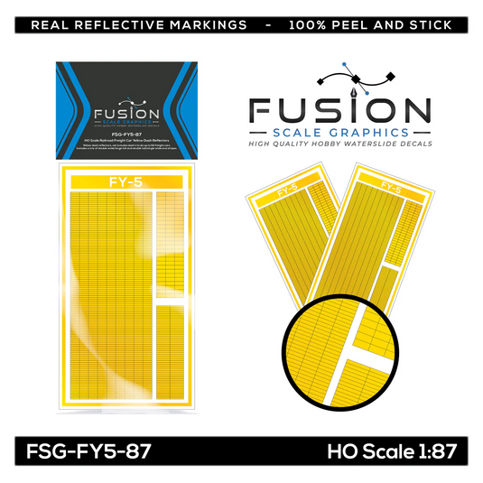 Fusion Scale Graphics HO Scale Railroad Freight Car Yellow Reflective Markings - Set Mixed