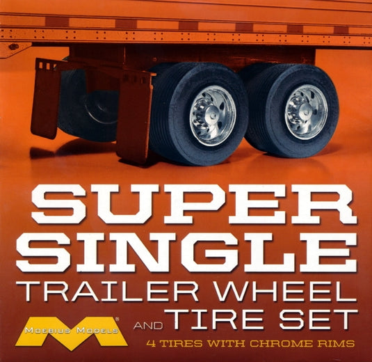 Moebius 1/25 Super Single Trailer Wheel & Tire Set (4)