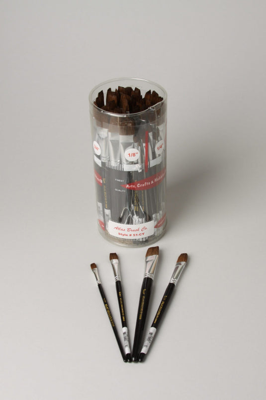 Pinceaux plats en poil de chameau Atlas Brush, gamme style 51 (tailles 1/8 a 3/4 po)