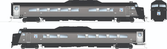 Rapido Trains HO – Ensemble de 2 autorails Budd Roger Williams Amtrak version initiale, voitures 26 et 27