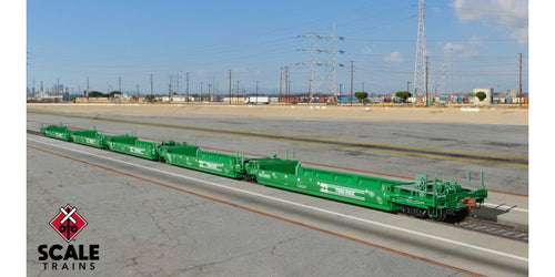 ScaleTrains Rivet Counter HO Pullman-Standard Trinity Backpacker Well Car Set (5), Burlington Northern/Twin-Pack