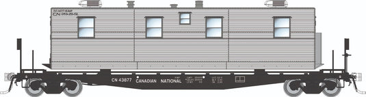 Rapido Trains HO F30A 50' Flat Car w/Sleeper Camp Van: Canadian National - MOW