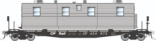 Rapido Trains HO F30A 50' Flat Car w/Sleeper Camp Van: Canadian Pacific - MOW