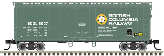 Atlas Trainman HO wagon couvert 40 pi à porte louvoyante British Columbia Railway vert