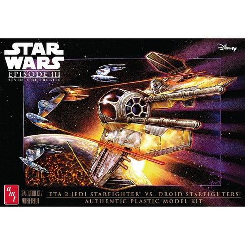 AMT 1/48 Star Wars The Phantom Menace Jedi Starfighter vs. Droid Fighter