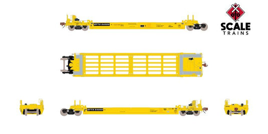 ScaleTrains Rivet Counter HO Pullman-Standard Trinity Backpacker Well Car Set (5), Trailer Train/Speed Logo/Patched