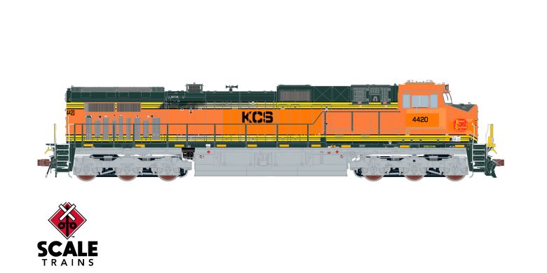 Chargez l&#39;image dans la visionneuse de la galerie, ScaleTrains Rivet Counter HO GE DASH 9-44CW w/DCC &amp; Sound - Kansas City Southern/ex-BNSF Heritage II Patched
