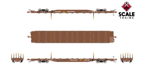 ScaleTrains Rivet Counter HO Scale BSC F68BH Finger Rack Flatcar, Trailer Train/Oxide Red/Faded/1980s COTS/TTJX
