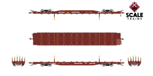 ScaleTrains Rivet Counter HO Scale BSC F68BH Finger Rack Flatcar, Trailer Train/Oxide Red/As Delivered/TTJX