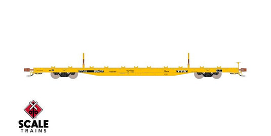 ScaleTrains Rivet Counter HO Scale BSC F68BH Finger Rack Flatcar, TTX/Yellow Full Repaint/1991 Speed Logo